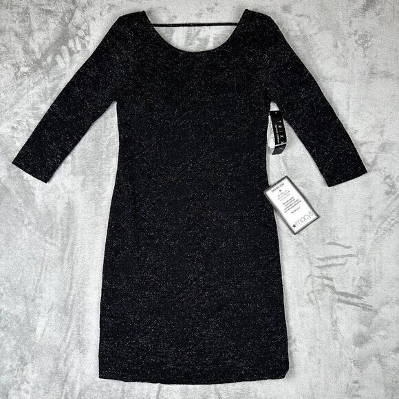 Trixxi Juniors' Metallic Black Open-Back Bodycon Dress Size 13 NWT $59 - Picture 1 of 9